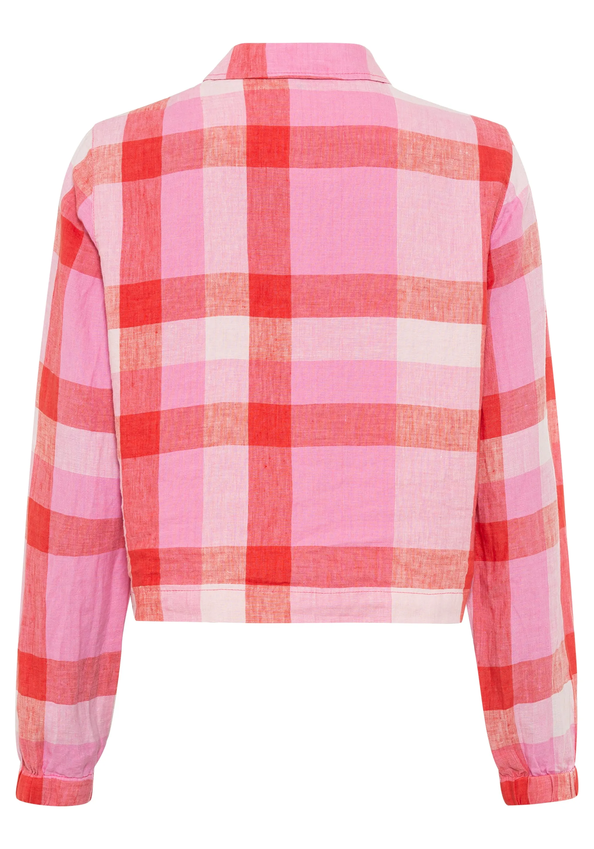 100% Linen Plaid Cropped Jacket
