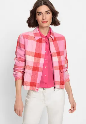 100% Linen Plaid Cropped Jacket