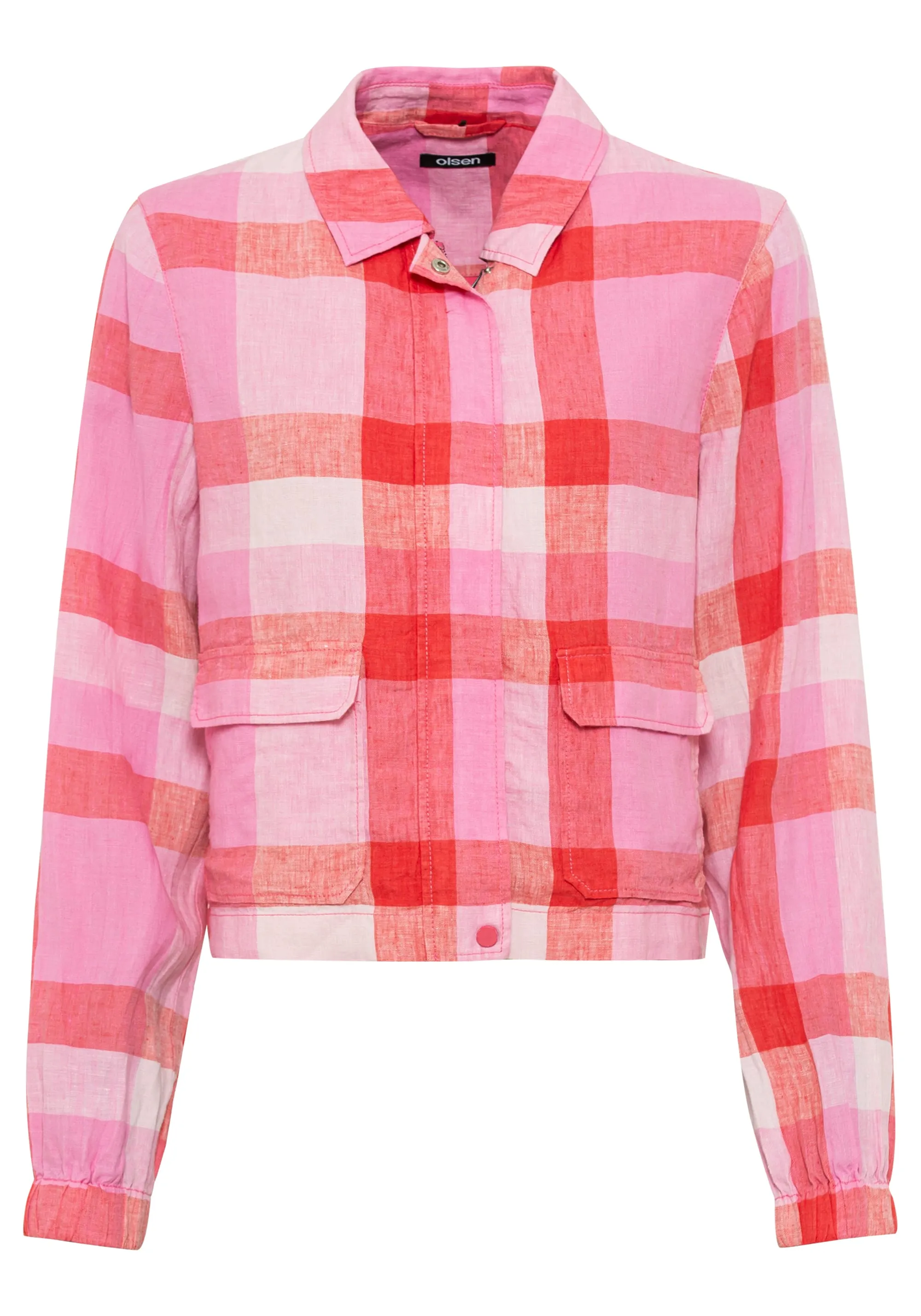 100% Linen Plaid Cropped Jacket