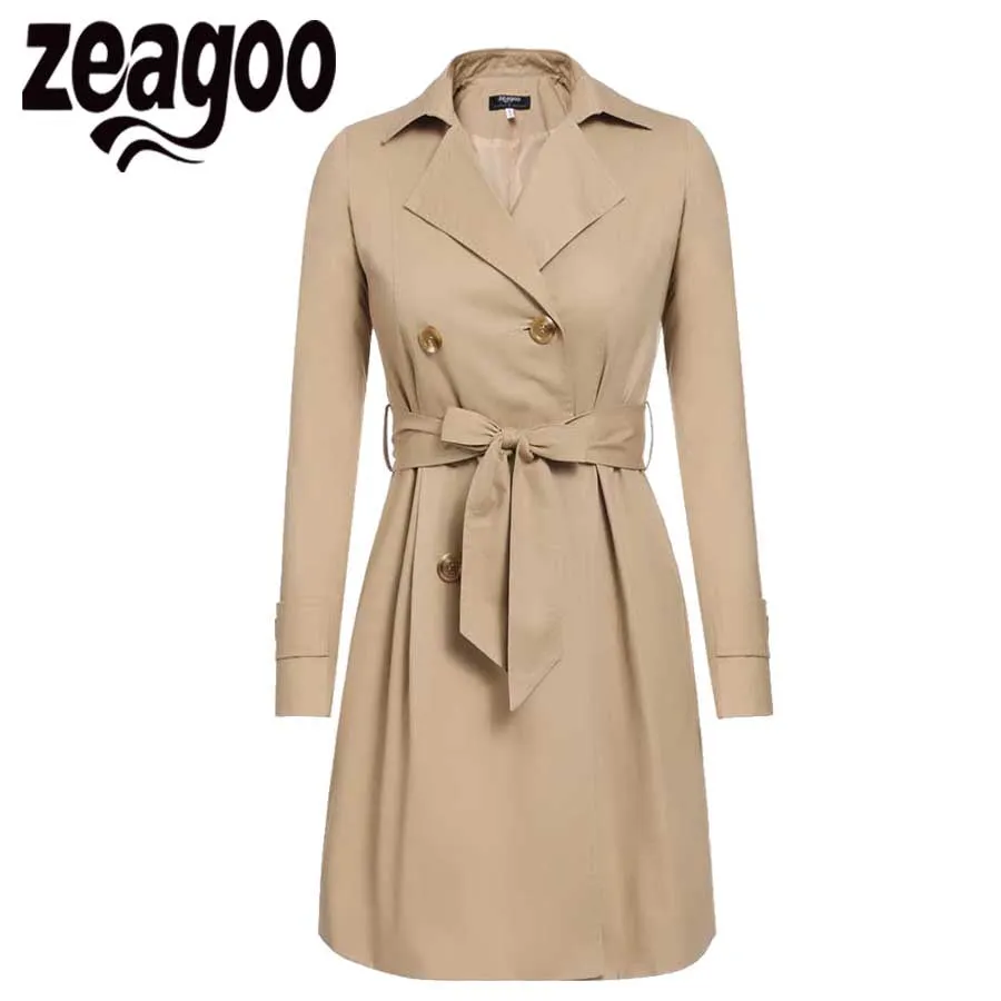 2017 Women Trench Coat Casual Turn-down Collar Long Sleeve Spring Autumn Long Coat Double Breasted Windbreaker Coat 2 Color