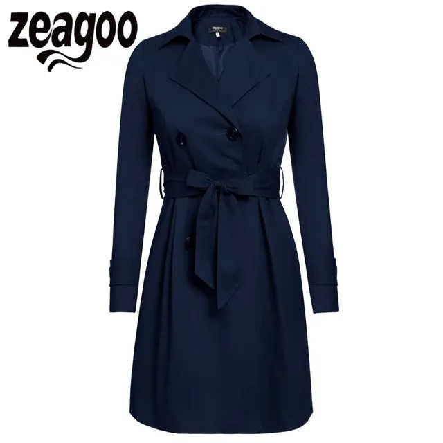2017 Women Trench Coat Casual Turn-down Collar Long Sleeve Spring Autumn Long Coat Double Breasted Windbreaker Coat 2 Color