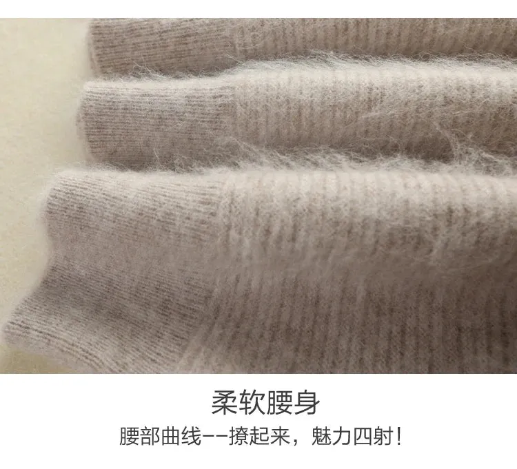 2024 Frühling Winter 100% reiner Nerz Kaschmir pullover Frauen gestrickt Kapuze warme Dame Klasse bis Pullover und Pullover weiche warme Tops