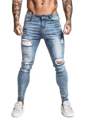 3745 Faded Blue Ripped Distressed Skinny Jeans