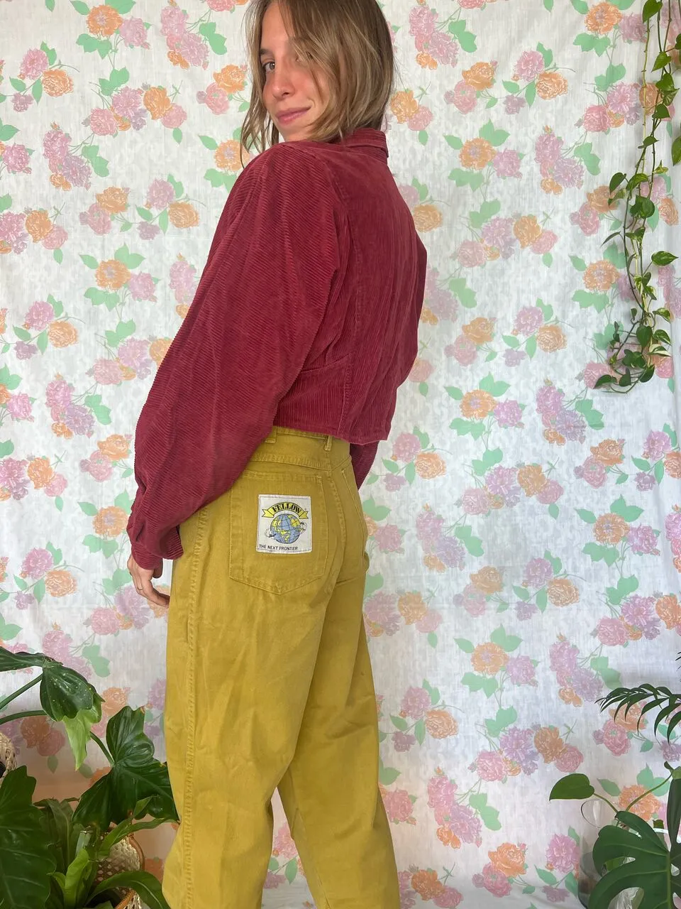 90's Burgundy Corduroy Cropped Jacket