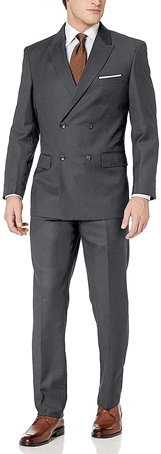 Adam Baker Men's 2-Piece Wool Blend Double Breasted Solid Dress Suit