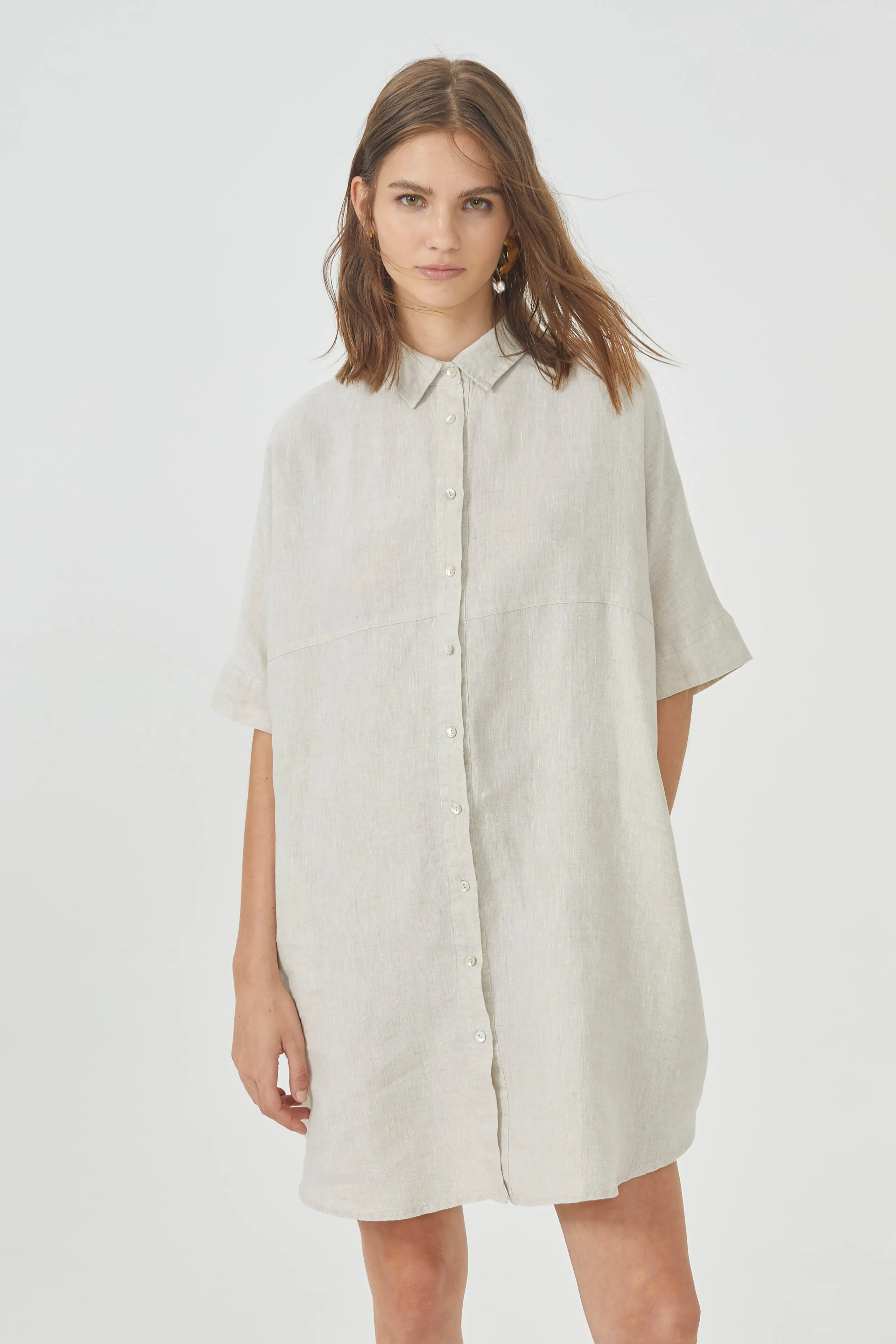 Alba Shirt Dress - Natural
