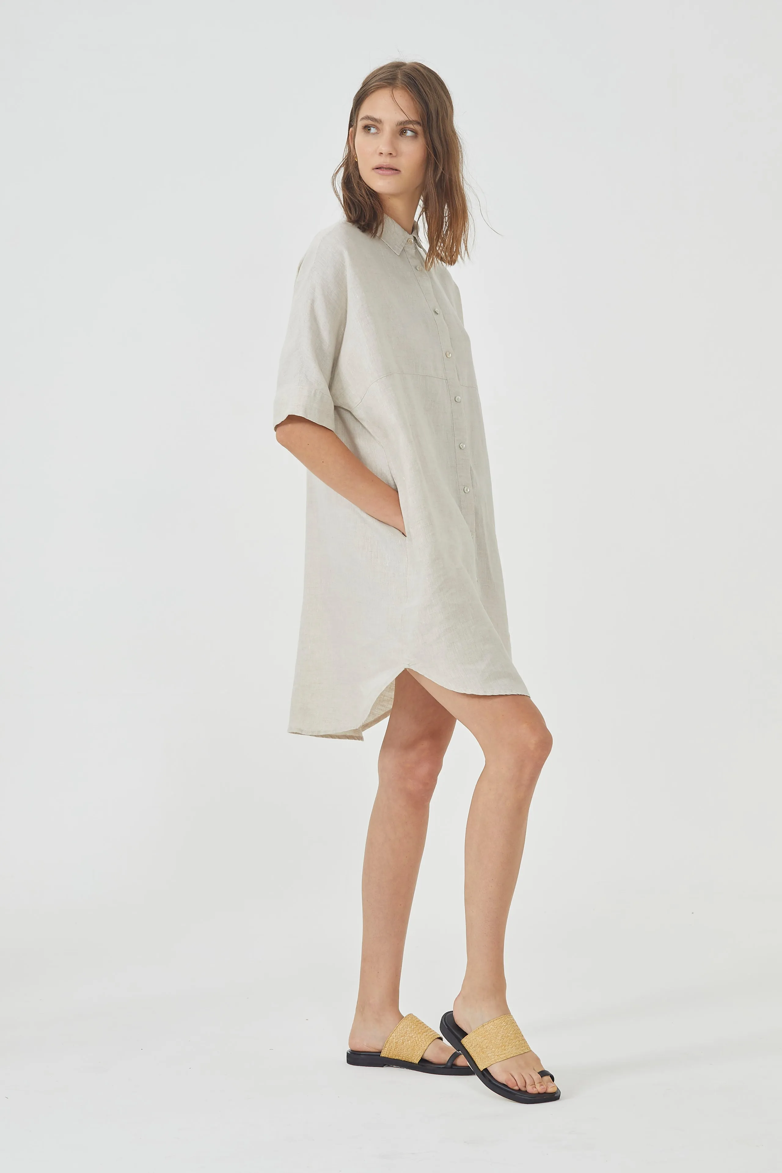 Alba Shirt Dress - Natural