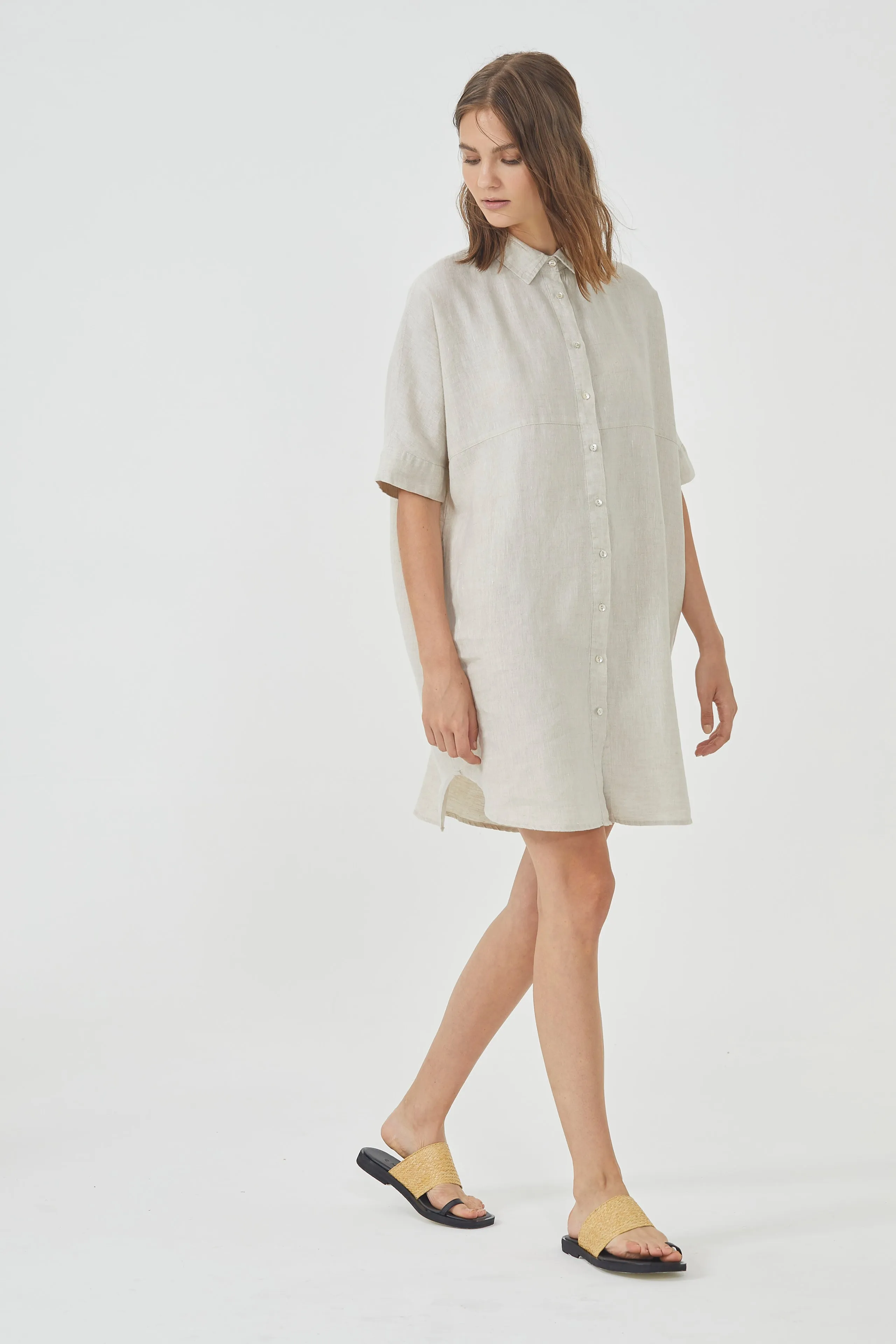 Alba Shirt Dress - Natural