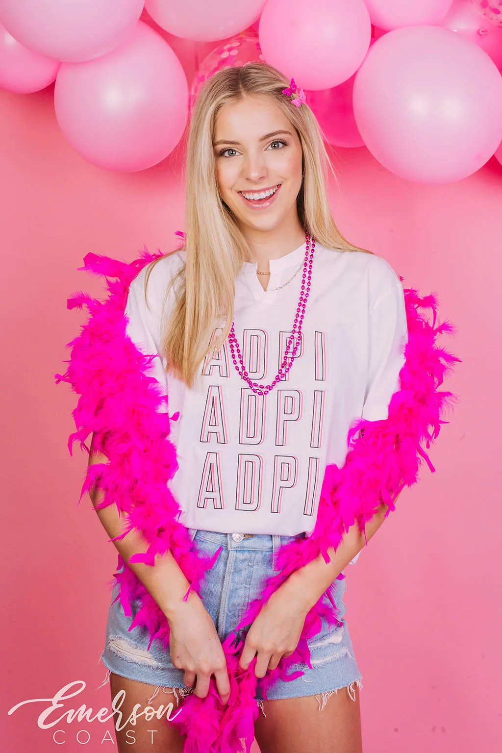 Alpha Delta Pi Pink Bid Day Notch Tee