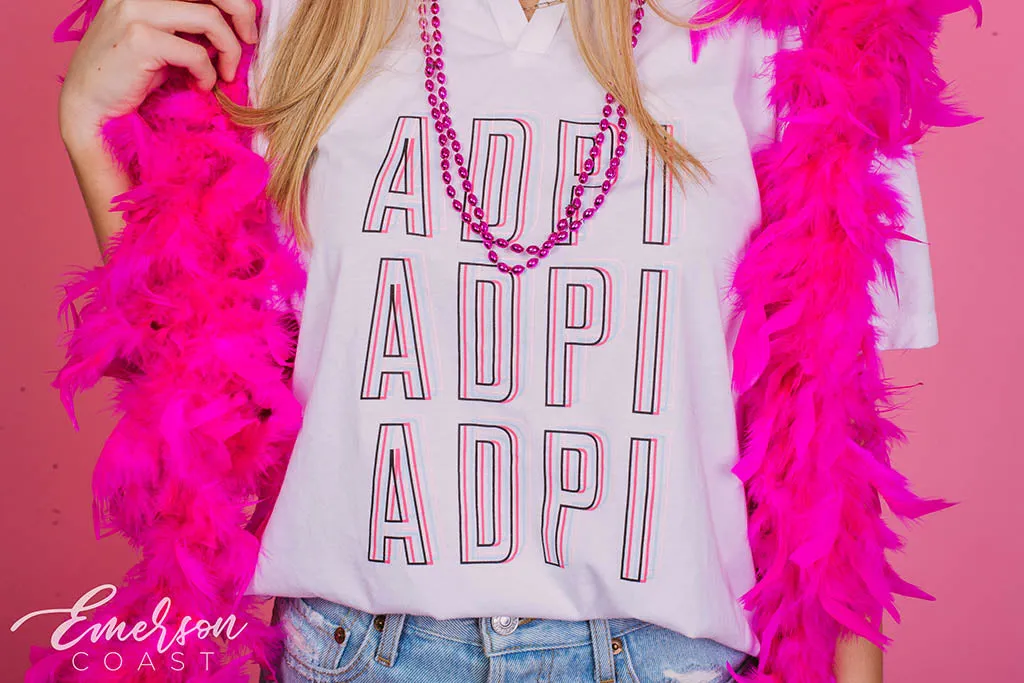 Alpha Delta Pi Pink Bid Day Notch Tee