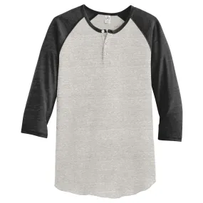 Alternative Men's Eco Oatmeal/Eco Black Eco-Jersey 3/4-Sleeve Raglan Henley