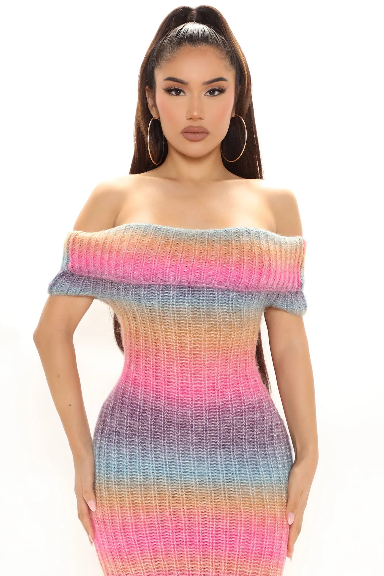 Aria Sweater Maxi Dress - Pink/combo