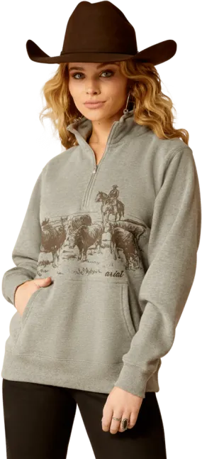Ariat Women's Heather Grey 1/2 Zip Sweatshirt