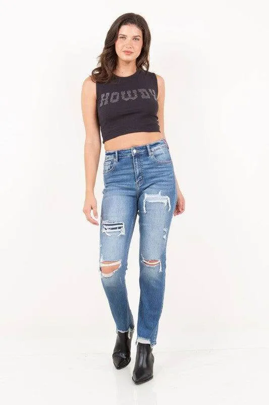 Artemis Vintage Mesh Tummy Control High Rise Straight Jeans