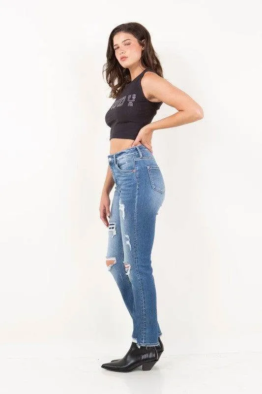 Artemis Vintage Mesh Tummy Control High Rise Straight Jeans
