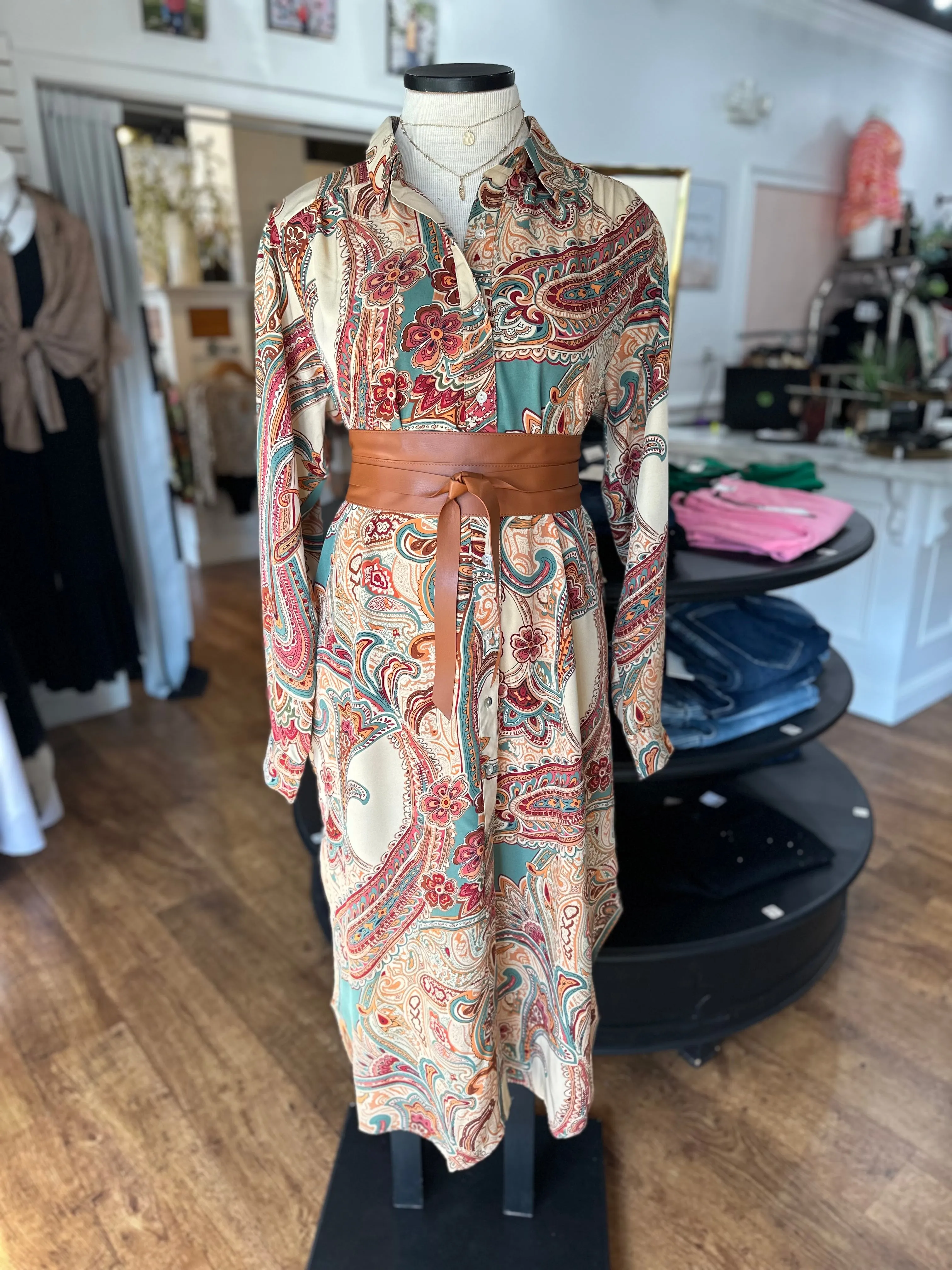 Autumn Vibes Satin Shirt Dress/Duster