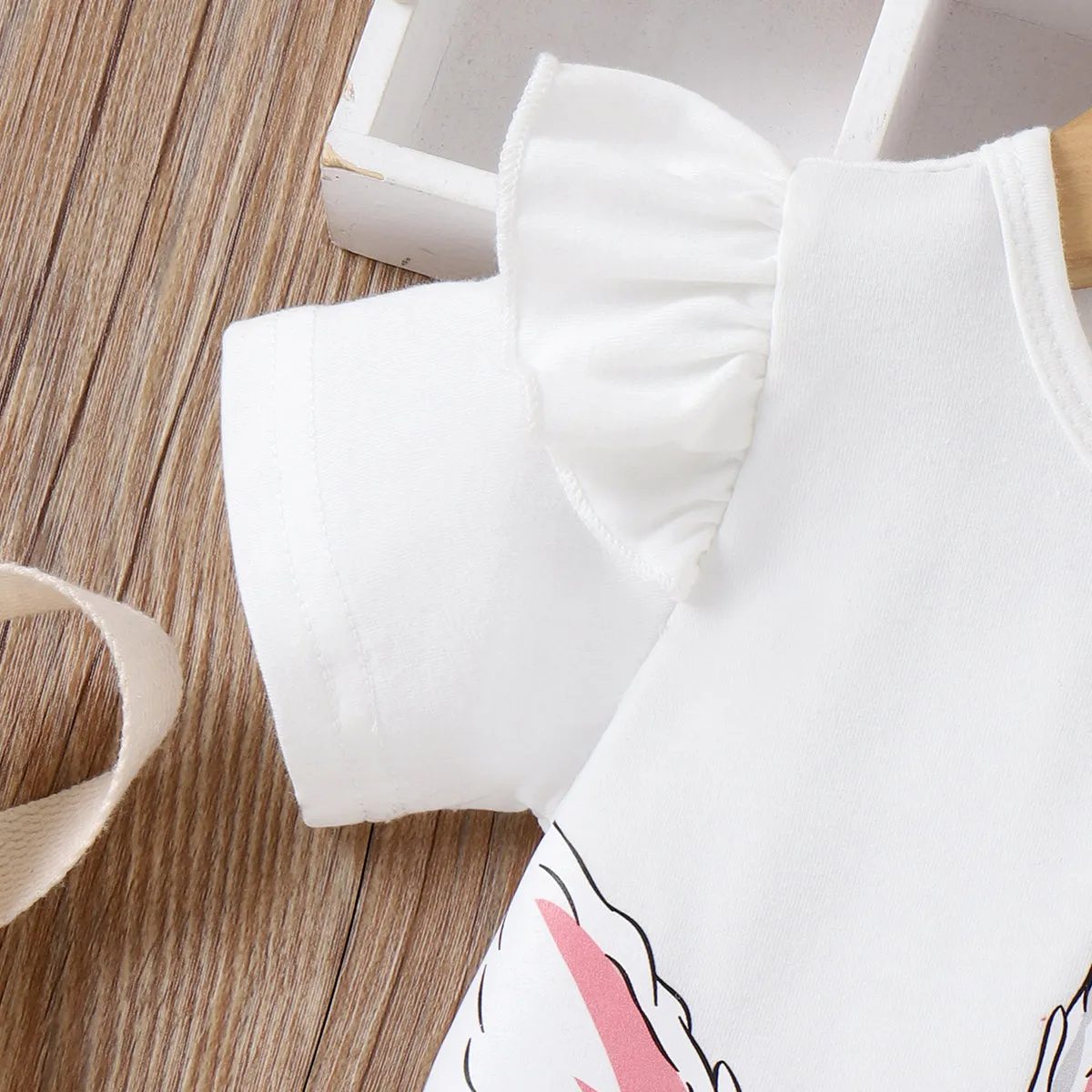 Baby Girl Rabbit Print Flutter-sleeve T-shirt Dress