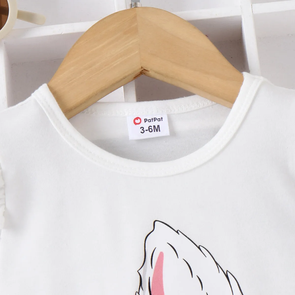 Baby Girl Rabbit Print Flutter-sleeve T-shirt Dress