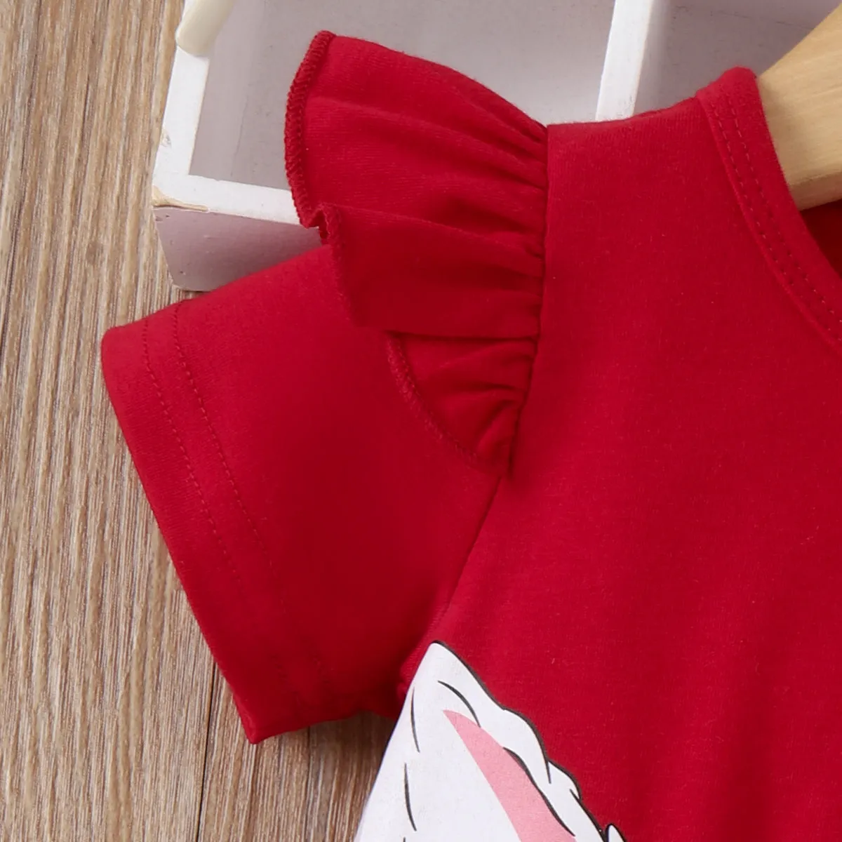 Baby Girl Rabbit Print Flutter-sleeve T-shirt Dress