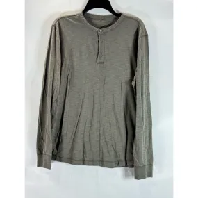 BANANA REPUBLIC Men's Seal Grey Organic Cotton Vintage Henley Shirt SZ L