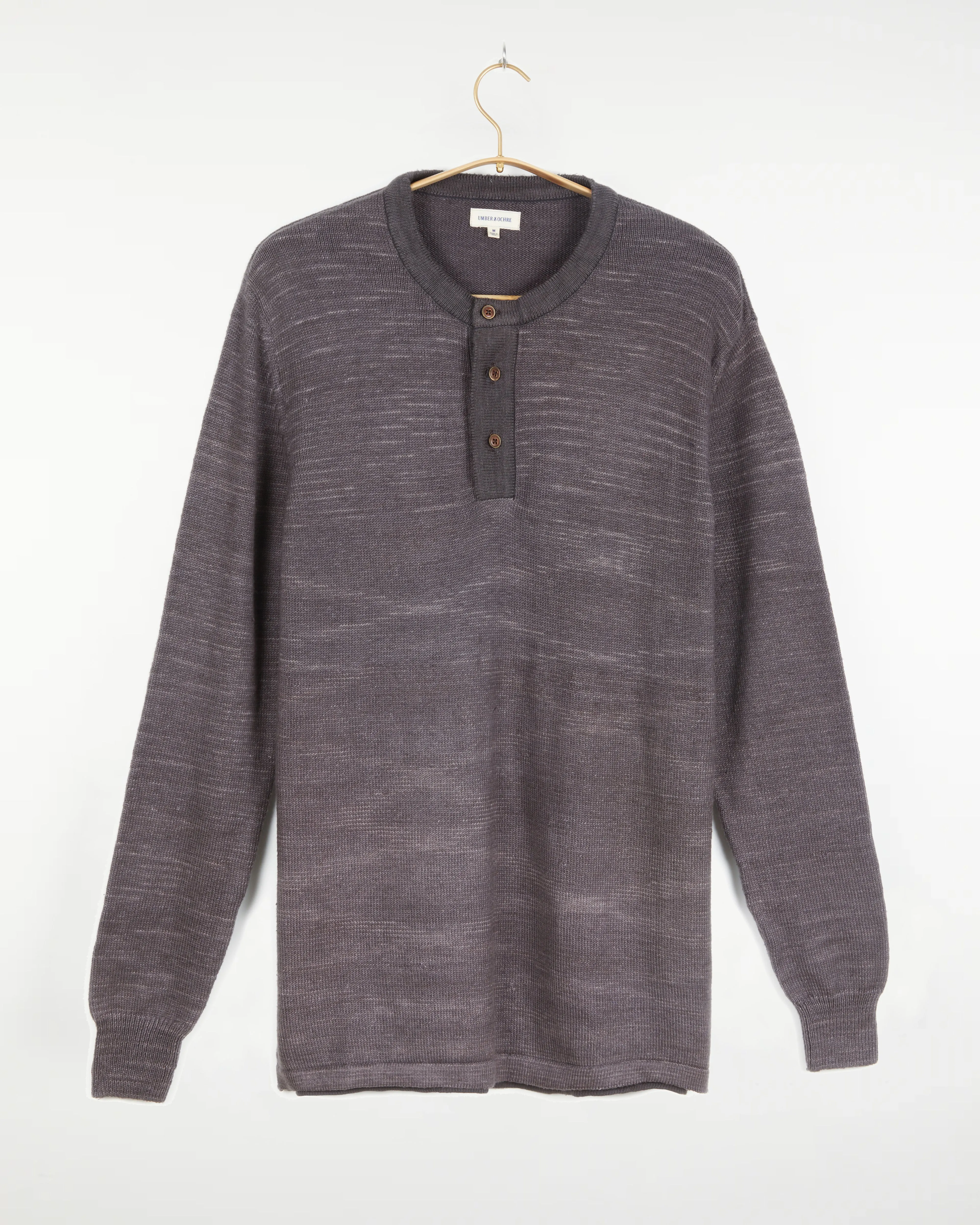 Bandhu Henley Flat Knit Sweater Coffee