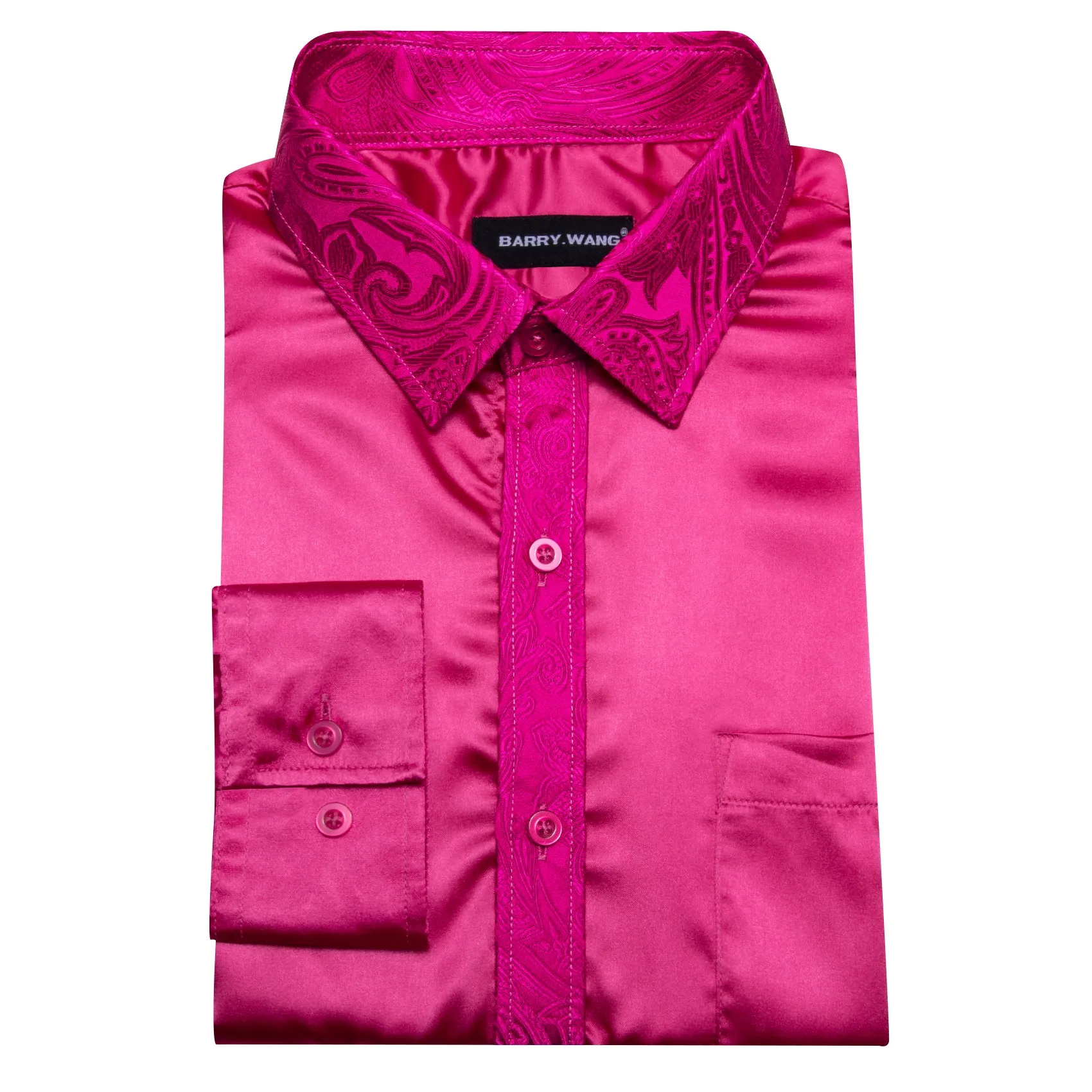 Barry.wang Red Violet Splicing Men Business Shirt