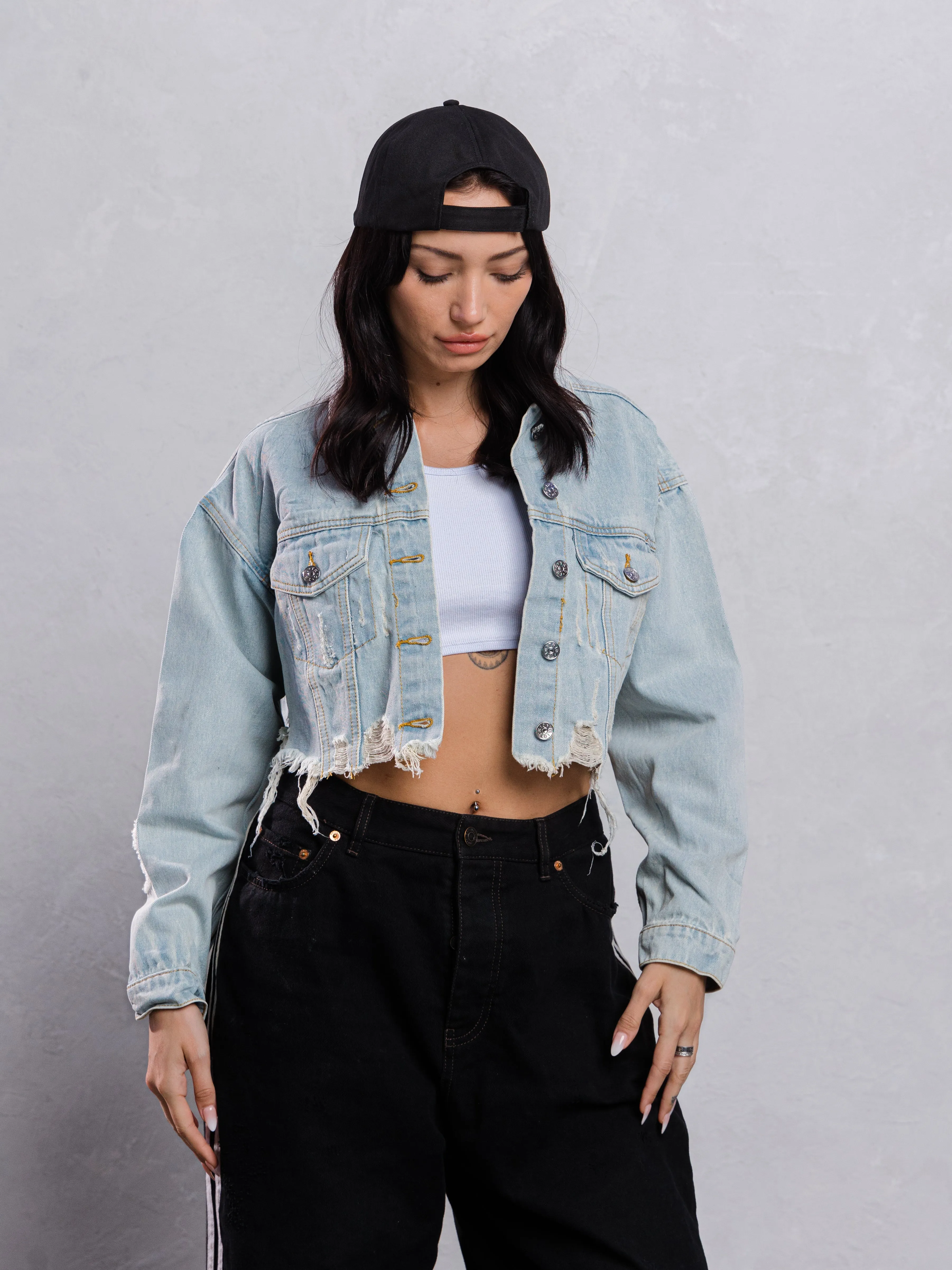 BE EXTRA Crop Denim Jacket