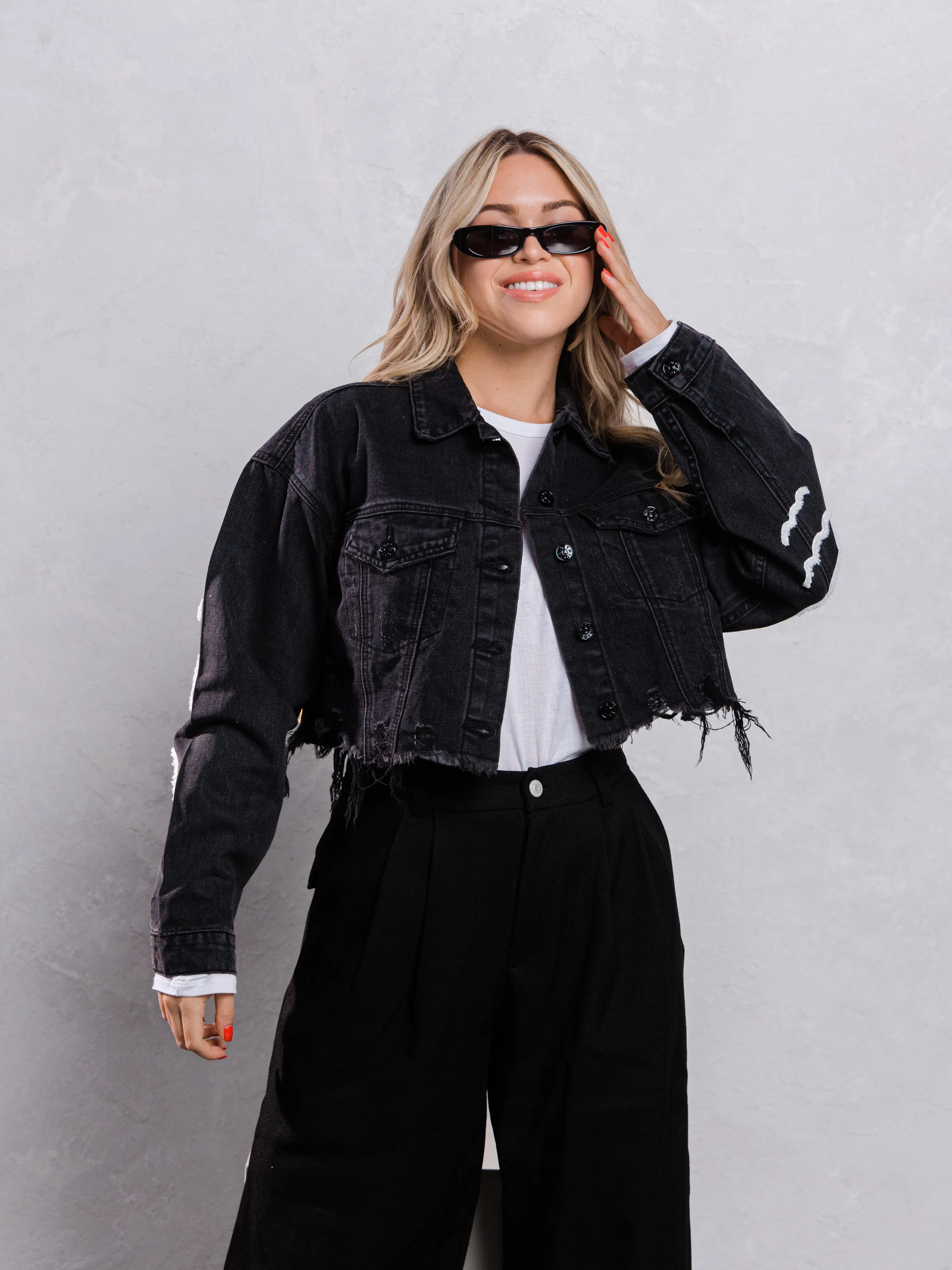 BE EXTRA Crop Denim Jacket