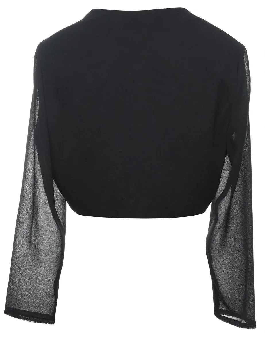 Black Beaded Cropped Jacket - M