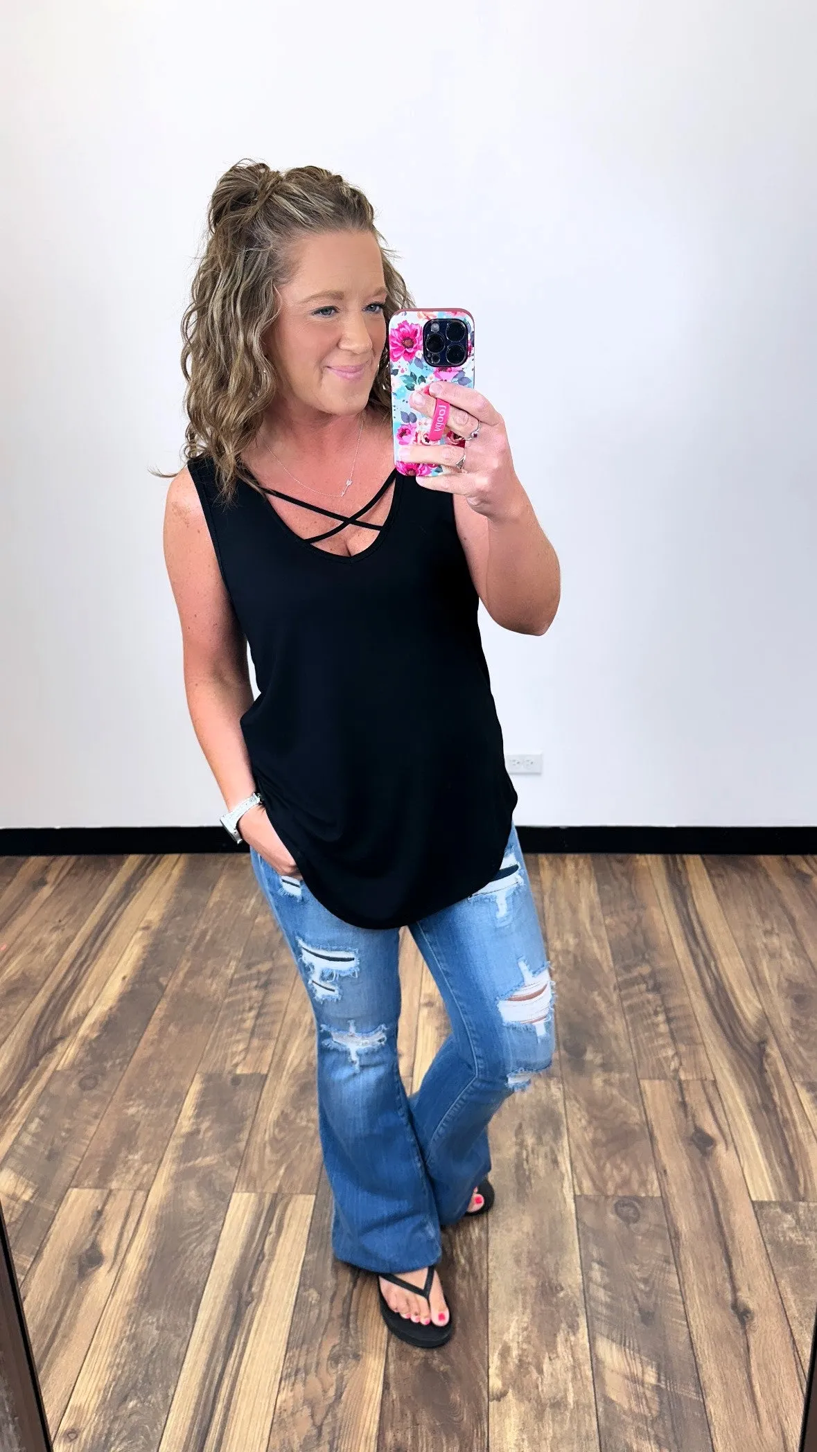 Black Crisscross Chest Tank (SM-XL)