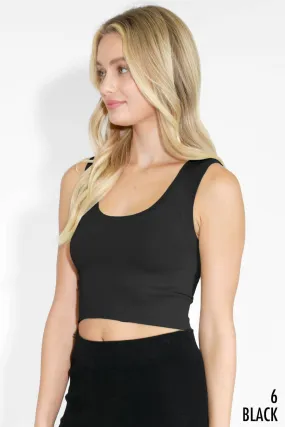 Black Deep Scoop Neck Crop Top