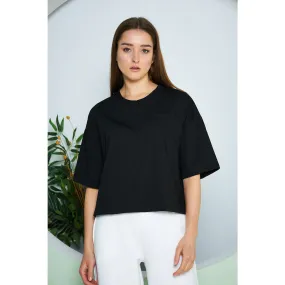 Black Oversized Cropped Tee