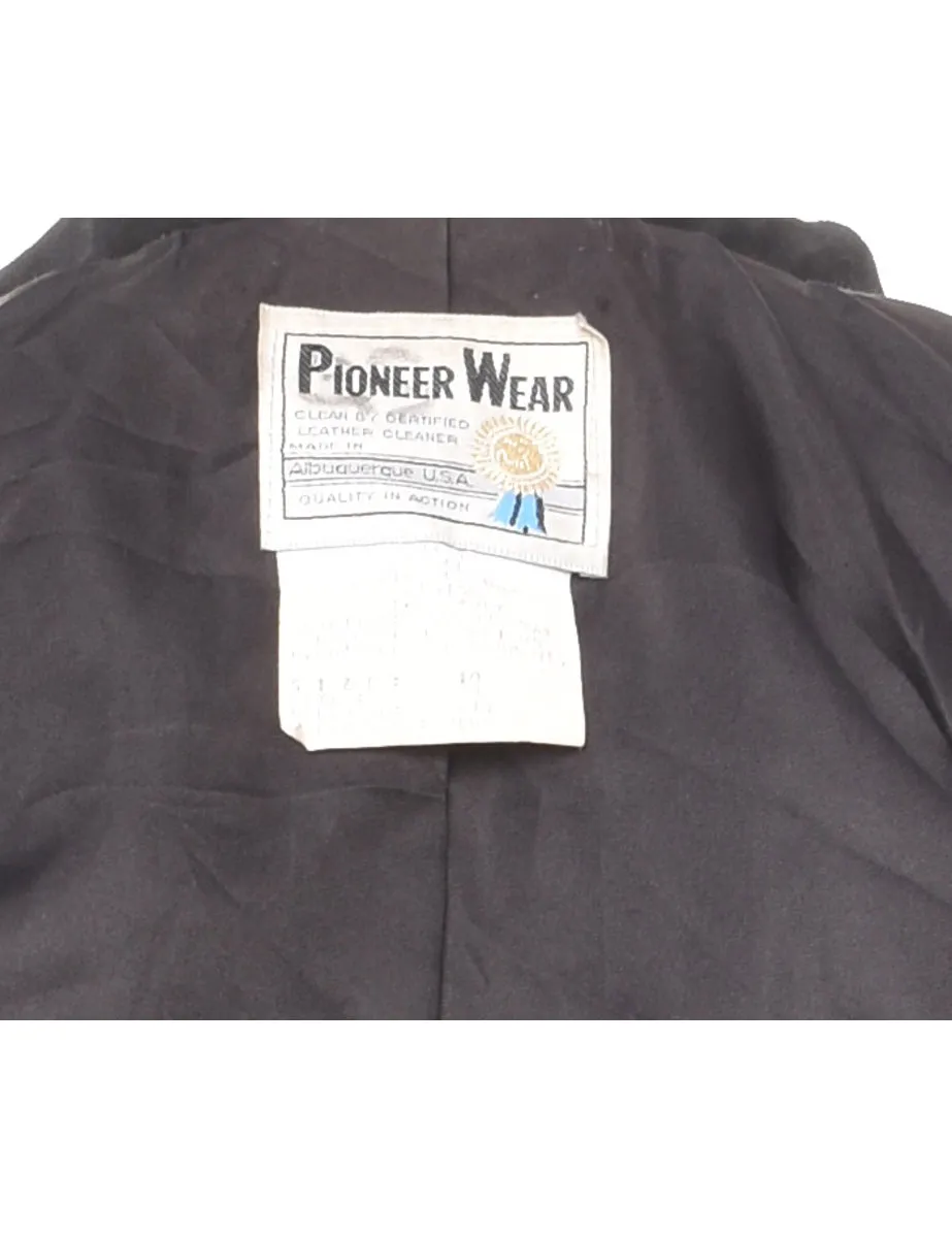 Black Suede Cropped Fringed Jacket - M
