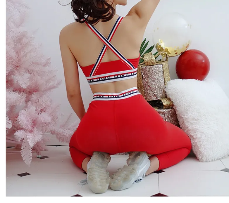 BOOPDO LOVE DESIGN BRA TOP WITH TRACK JACKET AND MATCHING LEGGINGS CO ORD