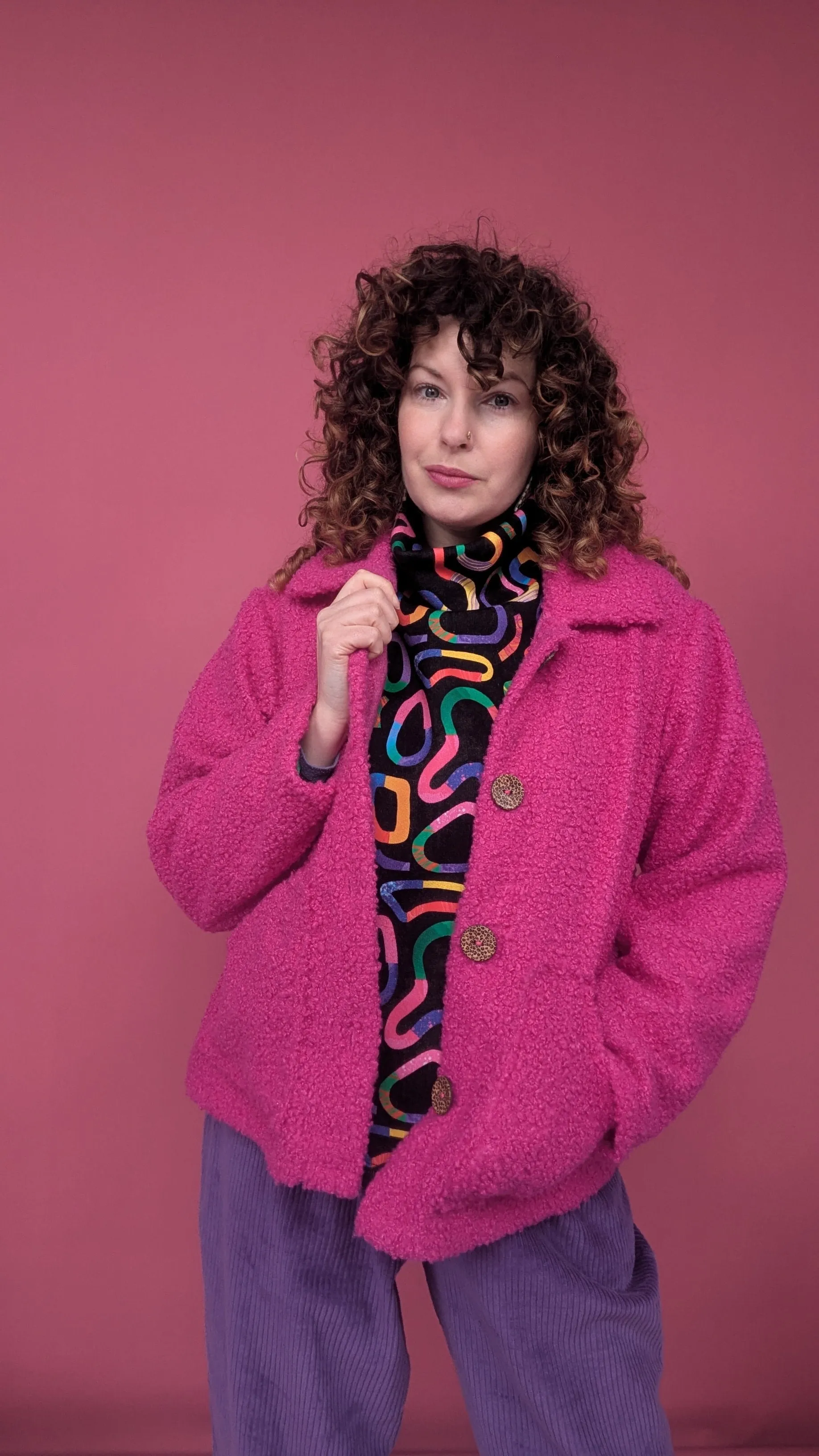 Boucle Box Jacket in Magenta
