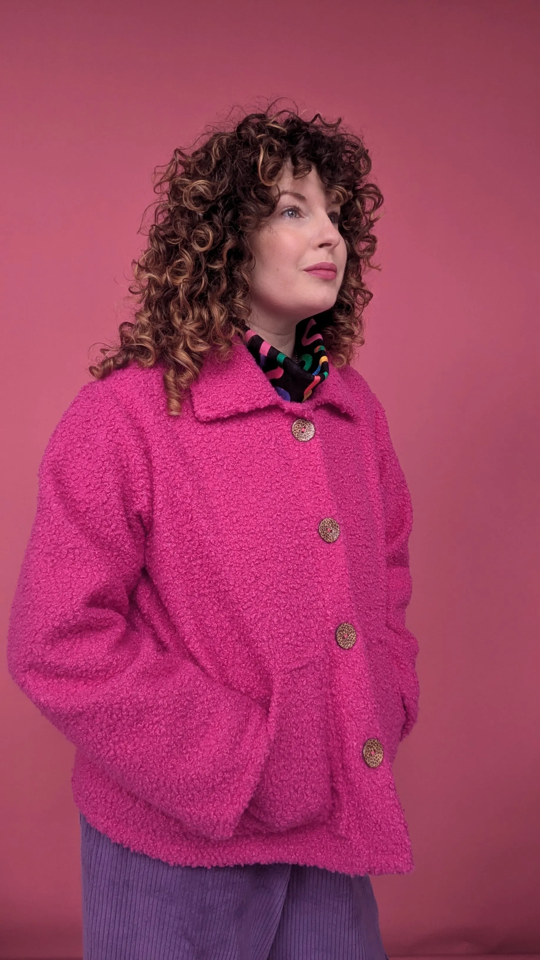 Boucle Box Jacket in Magenta