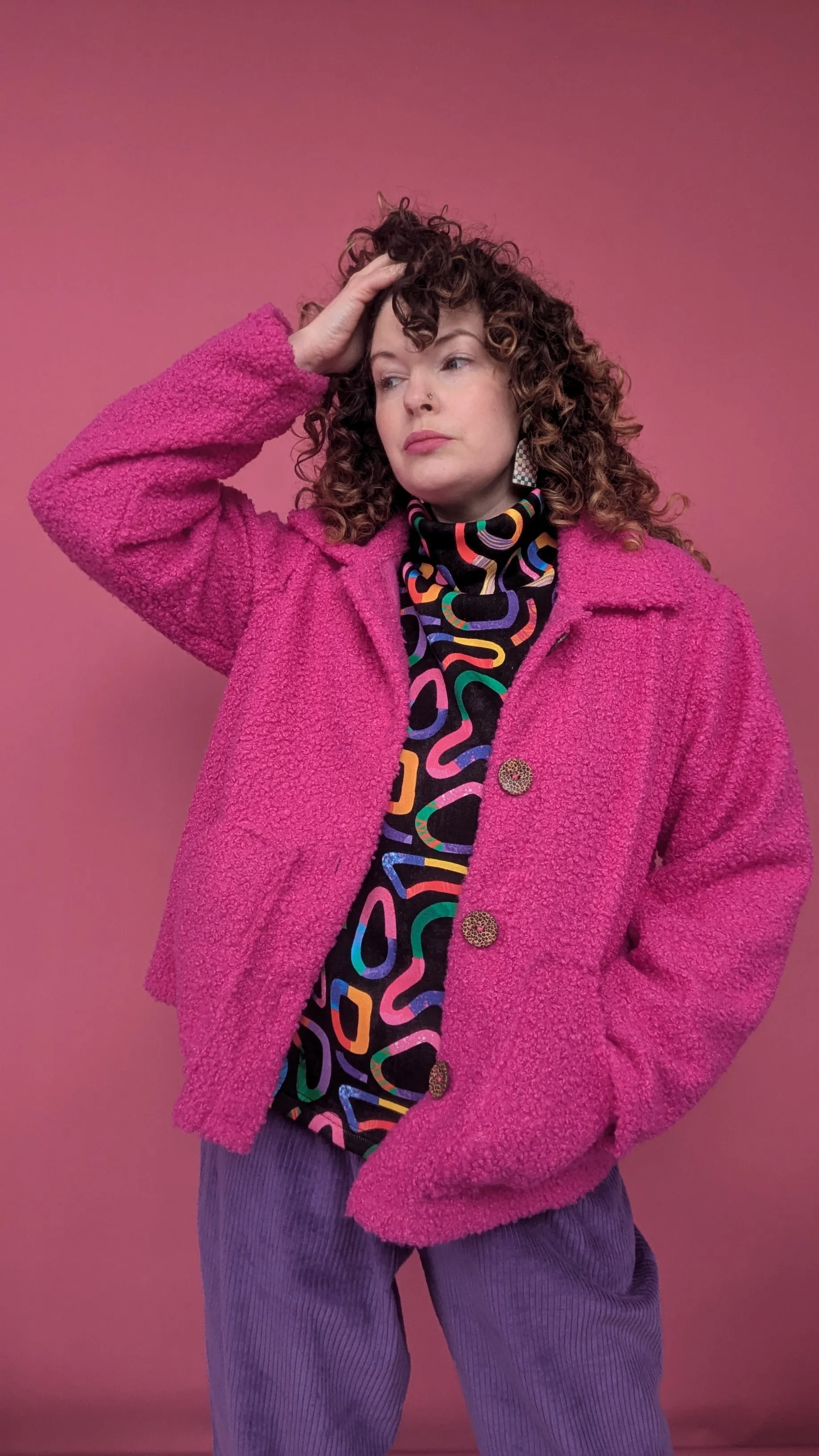 Boucle Box Jacket in Magenta