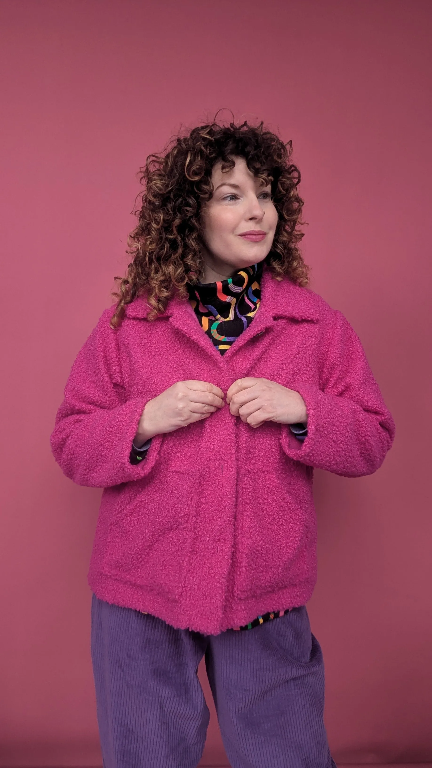 Boucle Box Jacket in Magenta