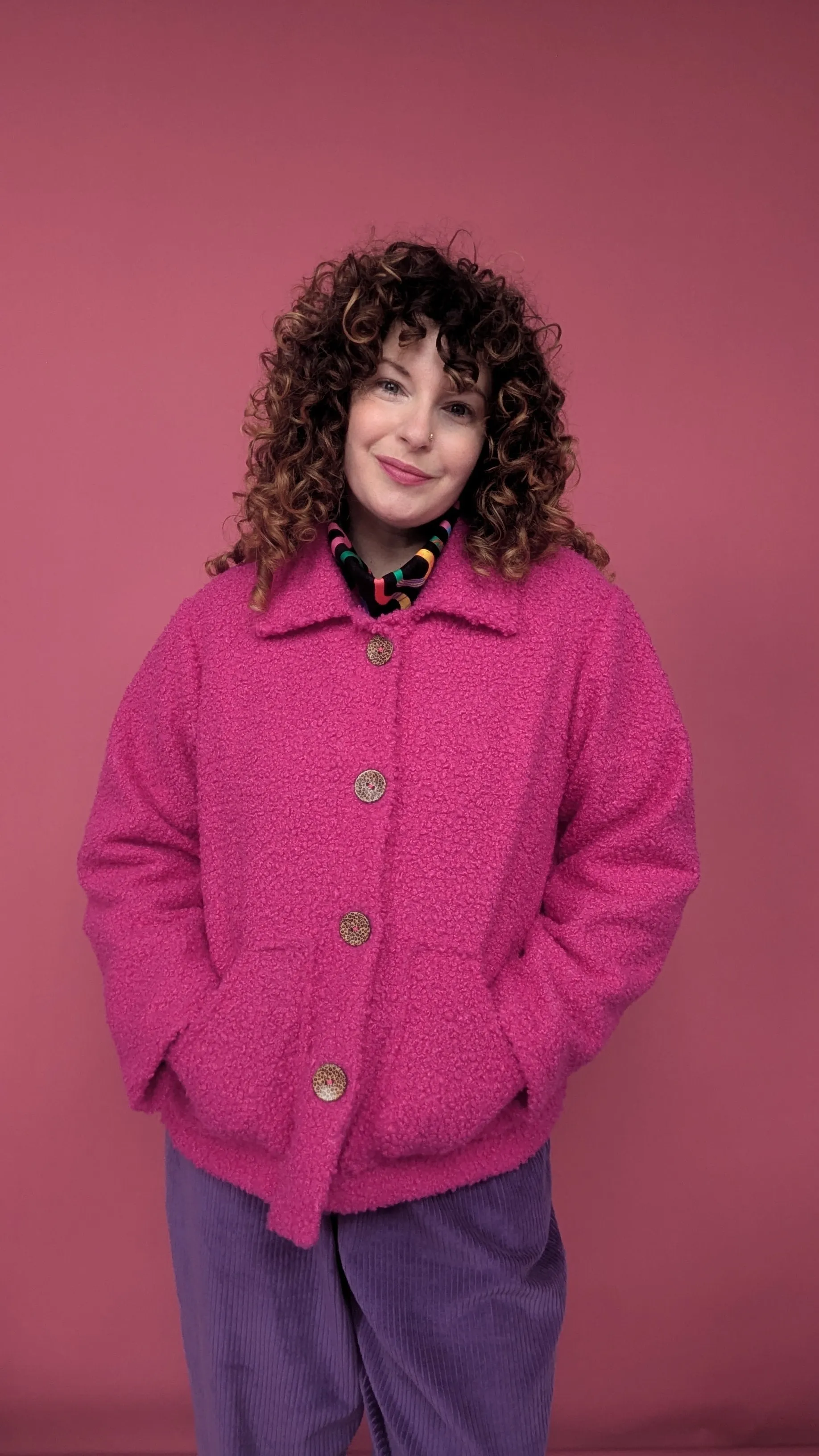 Boucle Box Jacket in Magenta