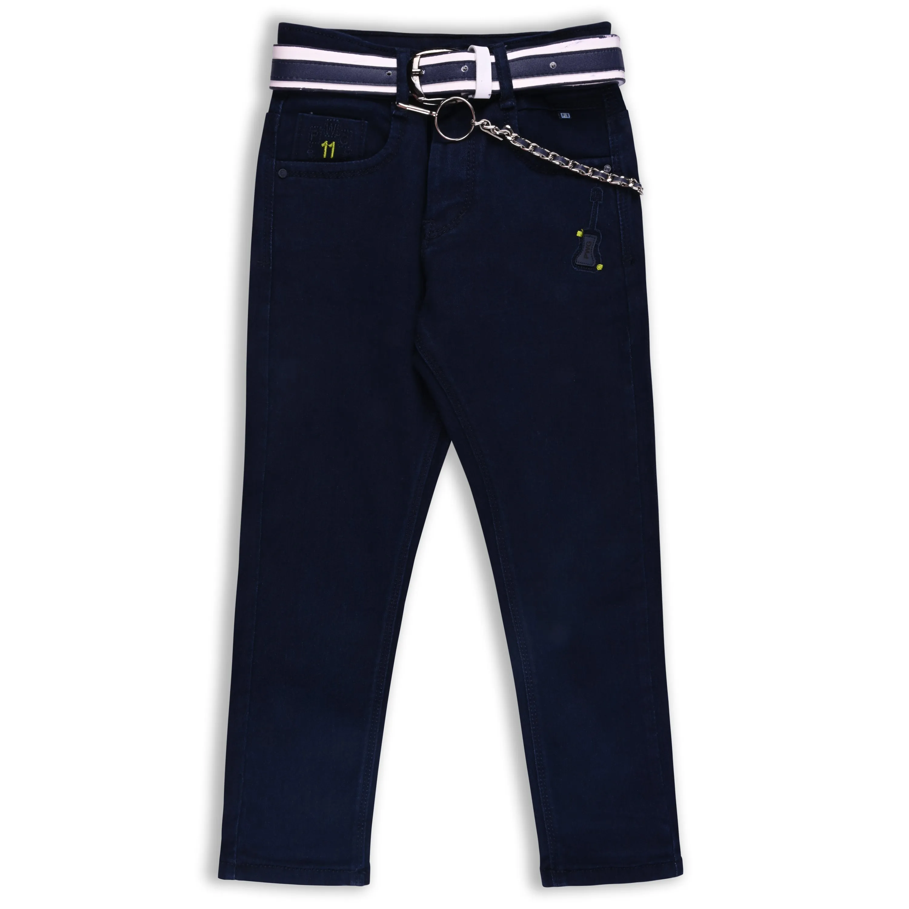 Boys Denim Solid Regular Fit Jeans Comes With Belt