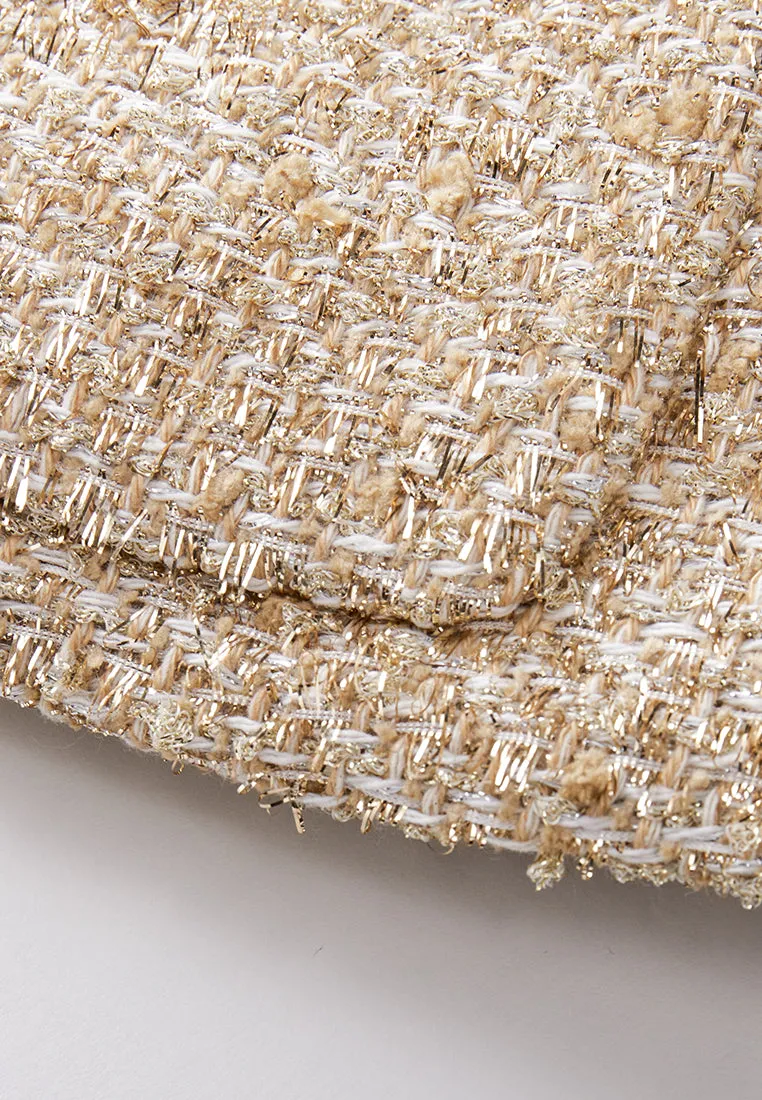 Braided-trim Frayed-detail Lurex Tweed Jacket