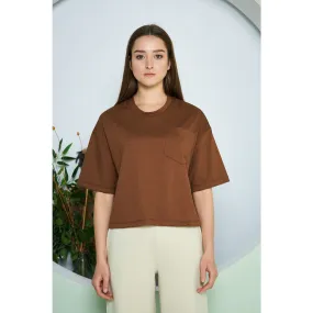 Brown Oversized Cropped Tee