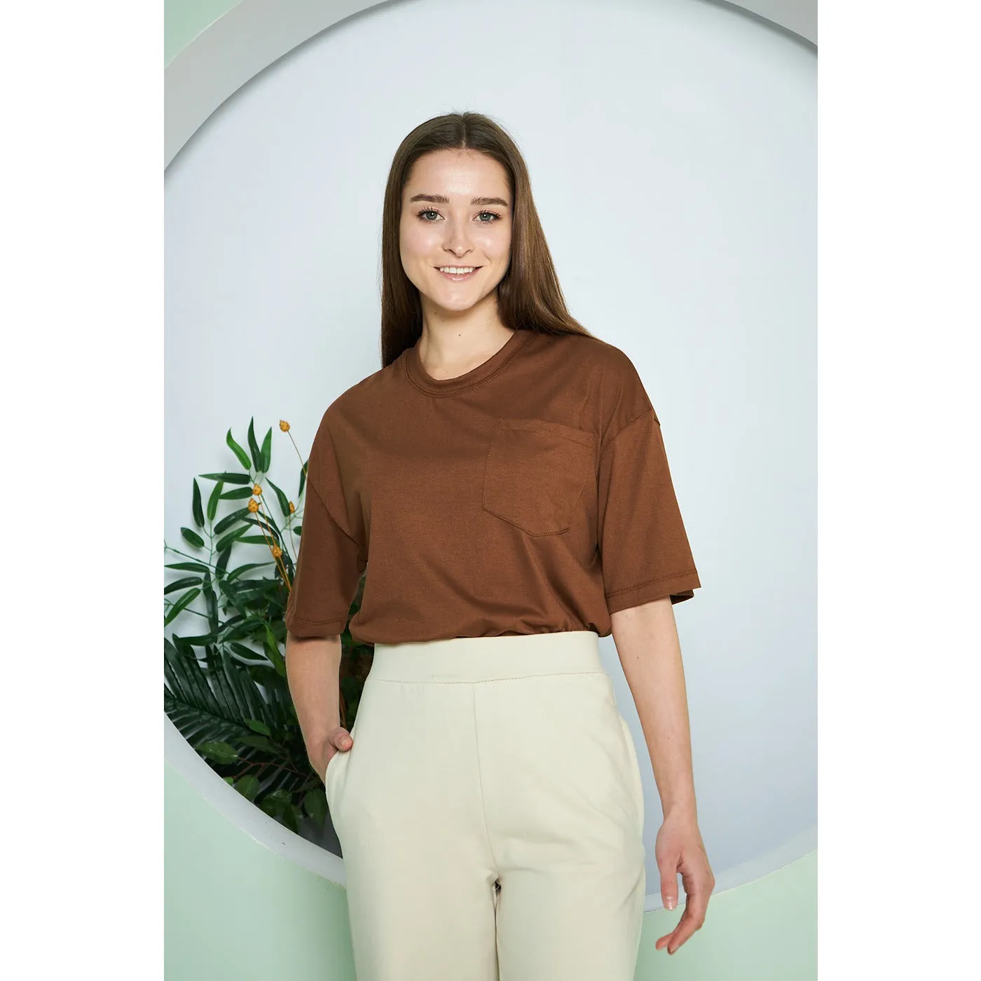 Brown Oversized Cropped Tee