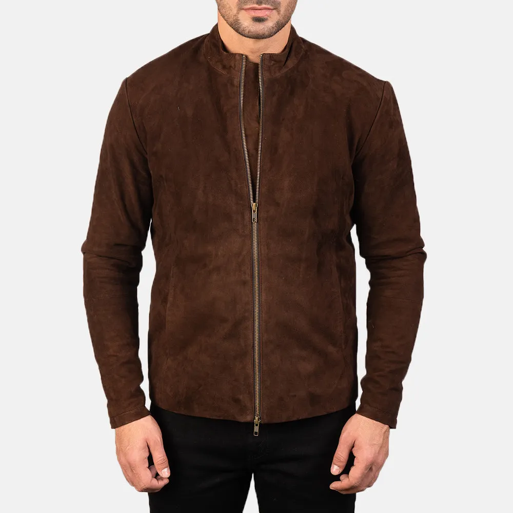 Brown Suede Leather Biker Jacket