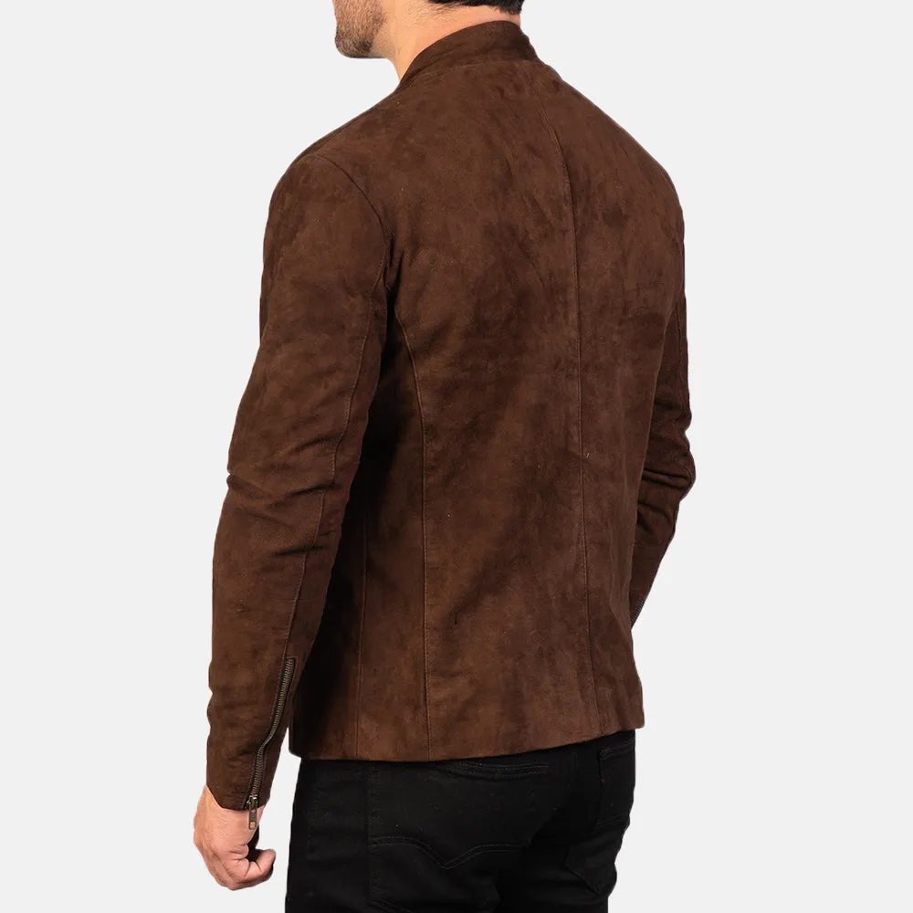 Brown Suede Leather Biker Jacket