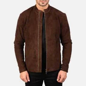 Brown Suede Leather Biker Jacket