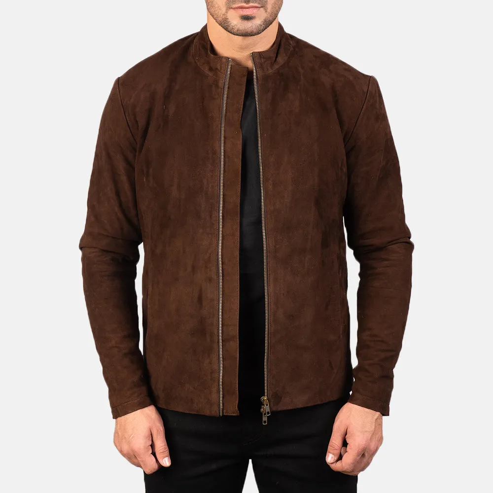 Brown Suede Leather Biker Jacket