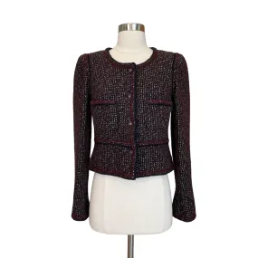 Burgundy Tweed Cropped Jacket - M
