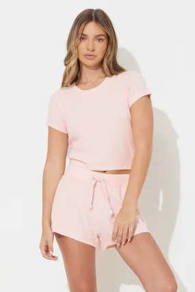 Cali Peach Rib Hacci Cropped Tee