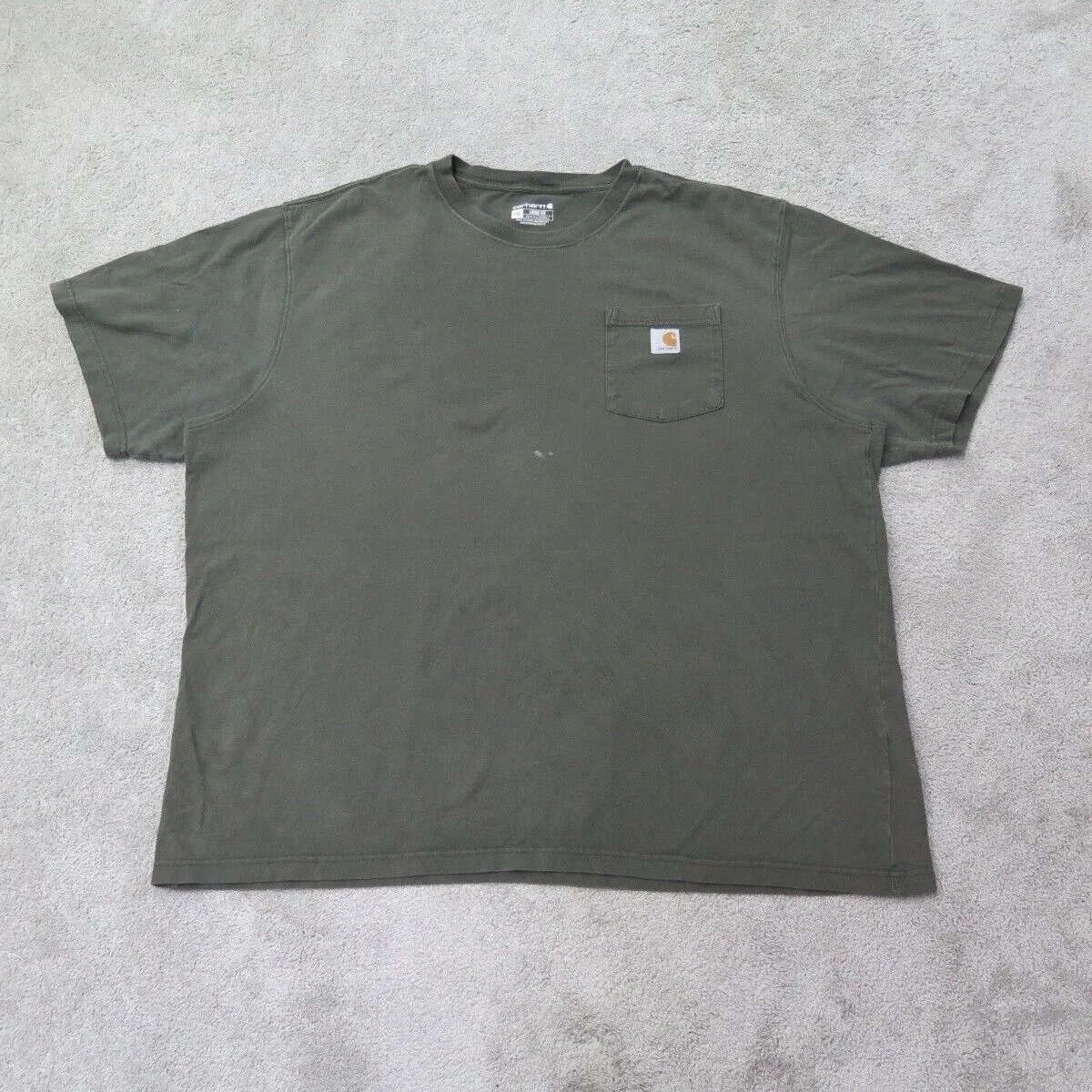 Carhartt Shirt Mens 2XL Olive Green Loose Fit Crew Neck Tee Short Sleeve Pocket